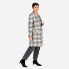 Closeout Deal- The Classic Crombie Tailored Coat With Pockets (Size S) - Grey Check