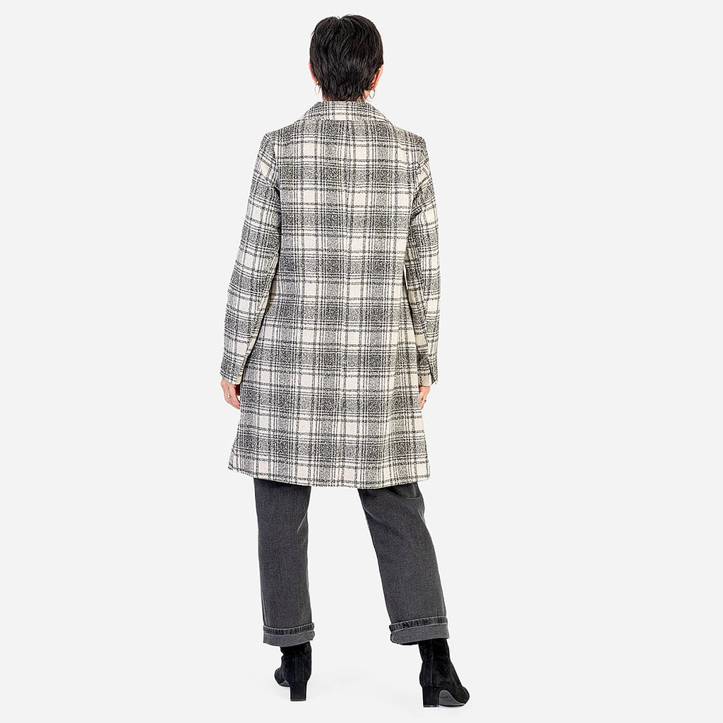 Closeout Deal- The Classic Crombie Tailored Coat With Pockets (Size S) - Grey Check