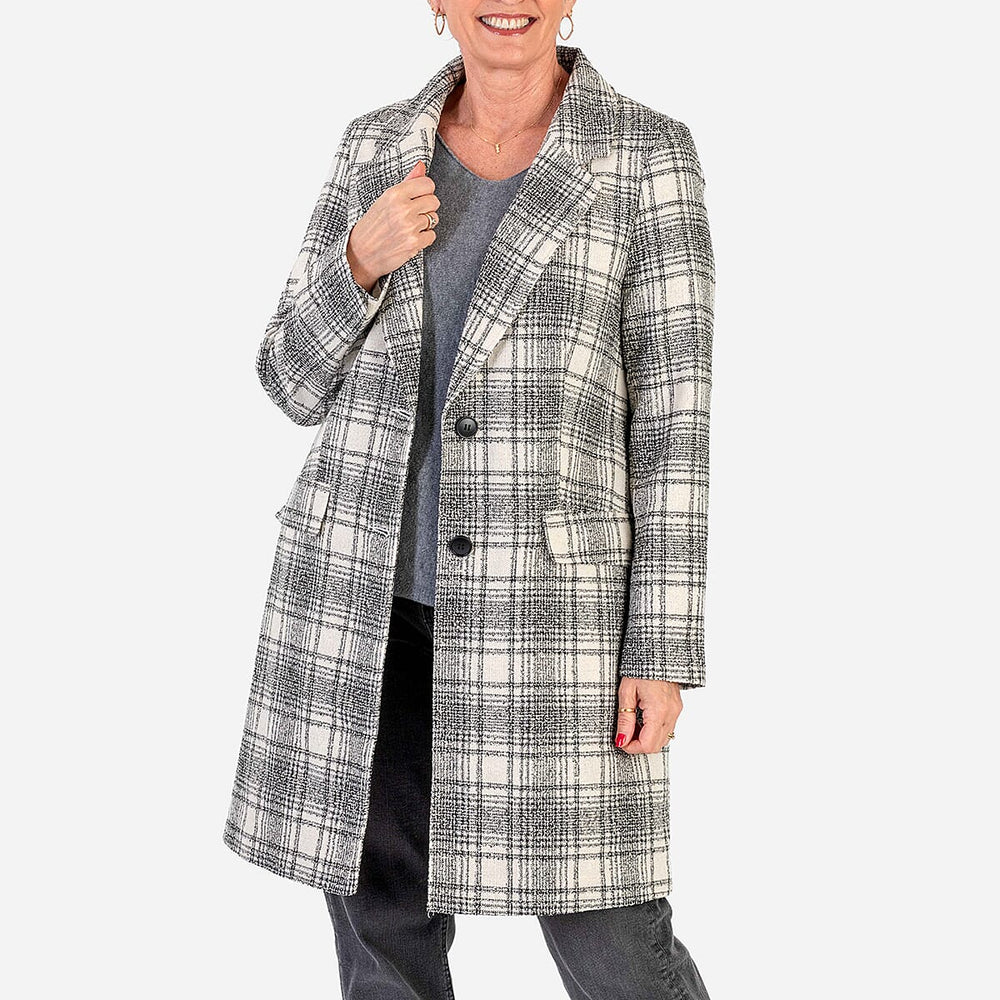 Closeout Deal- The Classic Crombie Tailored Coat With Pockets (Size S) - Grey Check