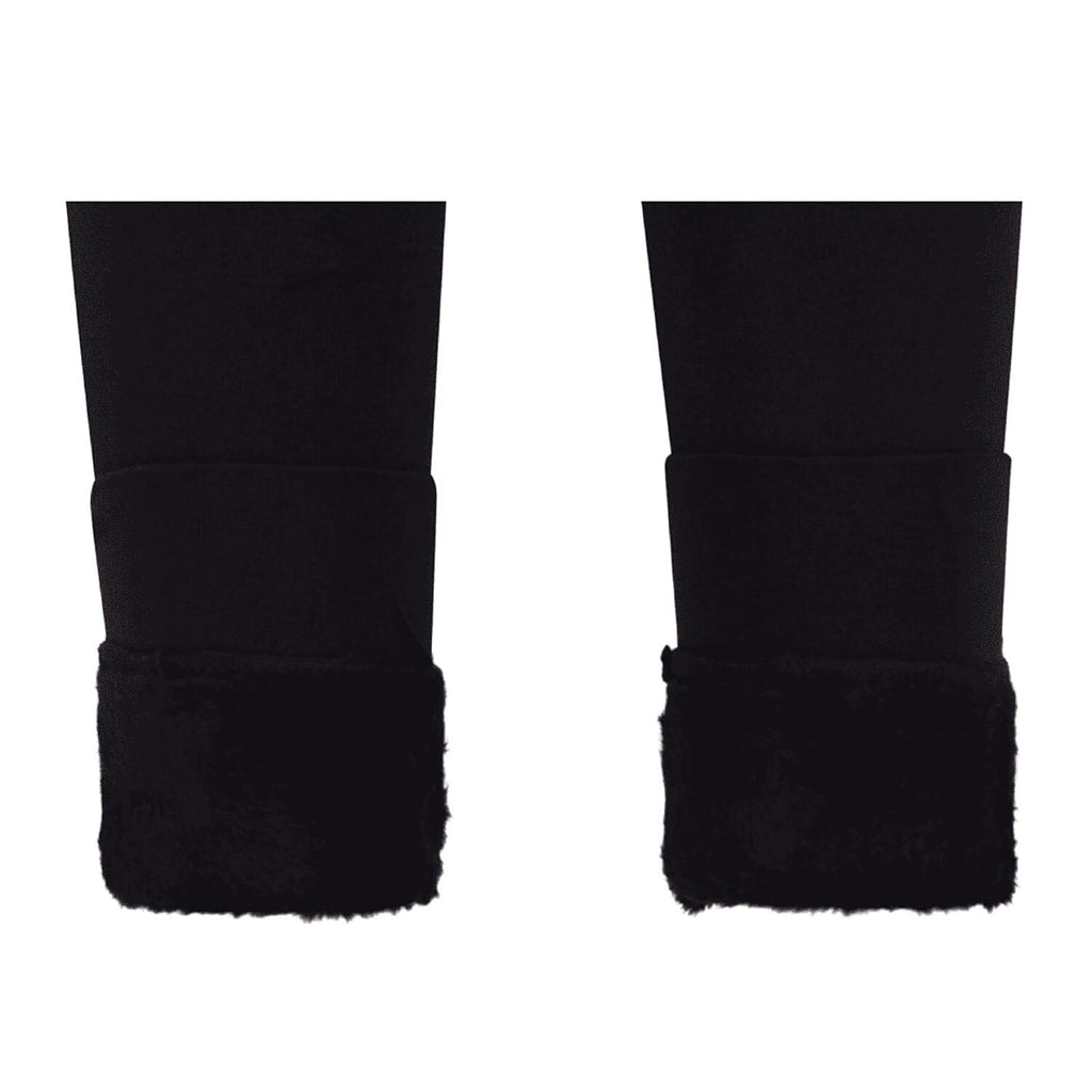 Closeout Deal Thermal Super Soft Feel Faux Fur Lined Cuffed Legging (Size M-L) - Black