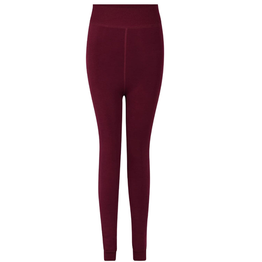 Closeout Deal Thermal Super Soft Feel Faux Fur Lined Cuffed Legging (Size L-XL) - Wine