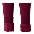 Closeout Deal Thermal Super Soft Feel Faux Fur Lined Cuffed Legging (Size L-XL) - Wine