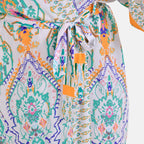 Closeout Deal 100% Viscose Flower Printed Long Kimono (One Size) - White