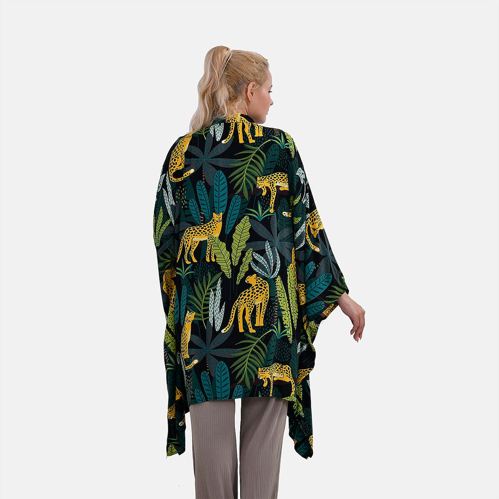 Viscose Leaf Kimono (Size 129x1 cm) - Green & Green
