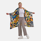 Closeout Deal Exclusive Multi Pattern Printed Kimono (One Size) - Black
