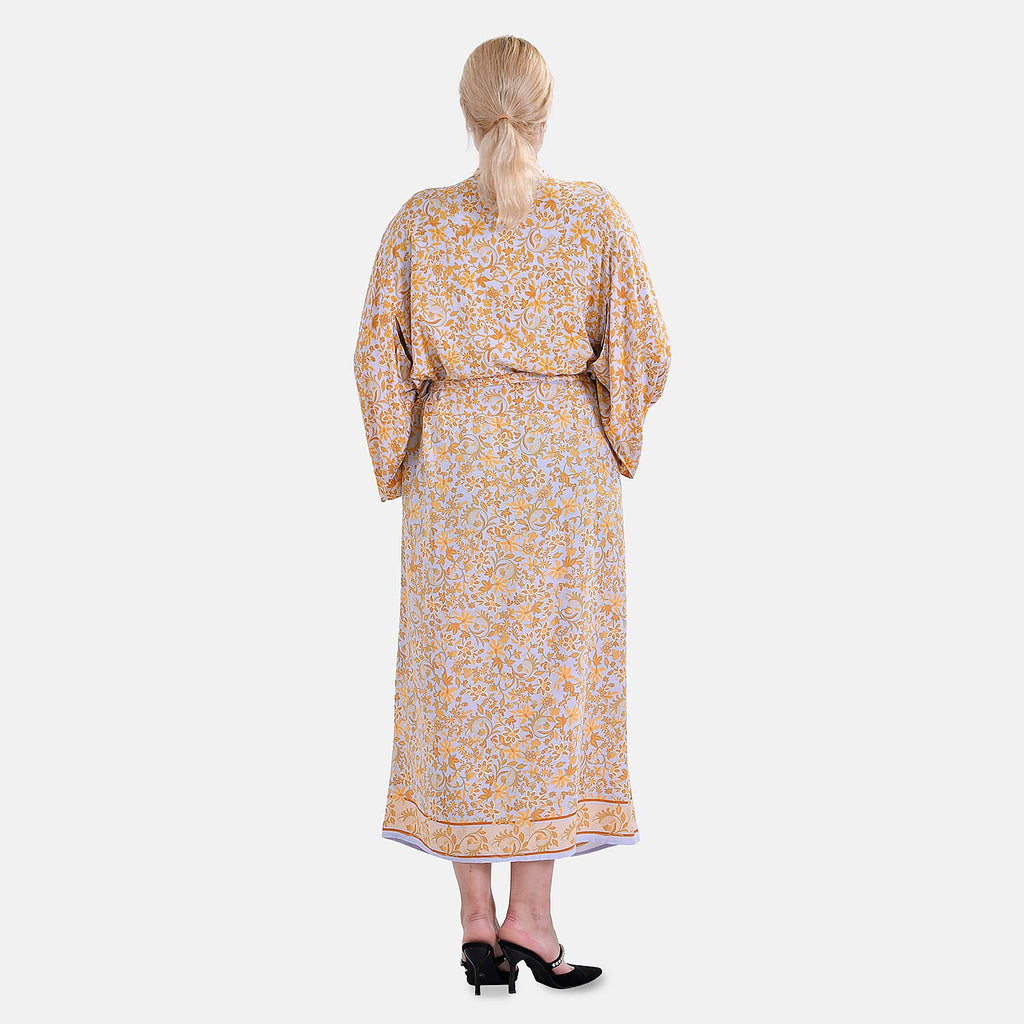 Closeout Deal Printed Long Kimono (Size 135x65) - Yellow