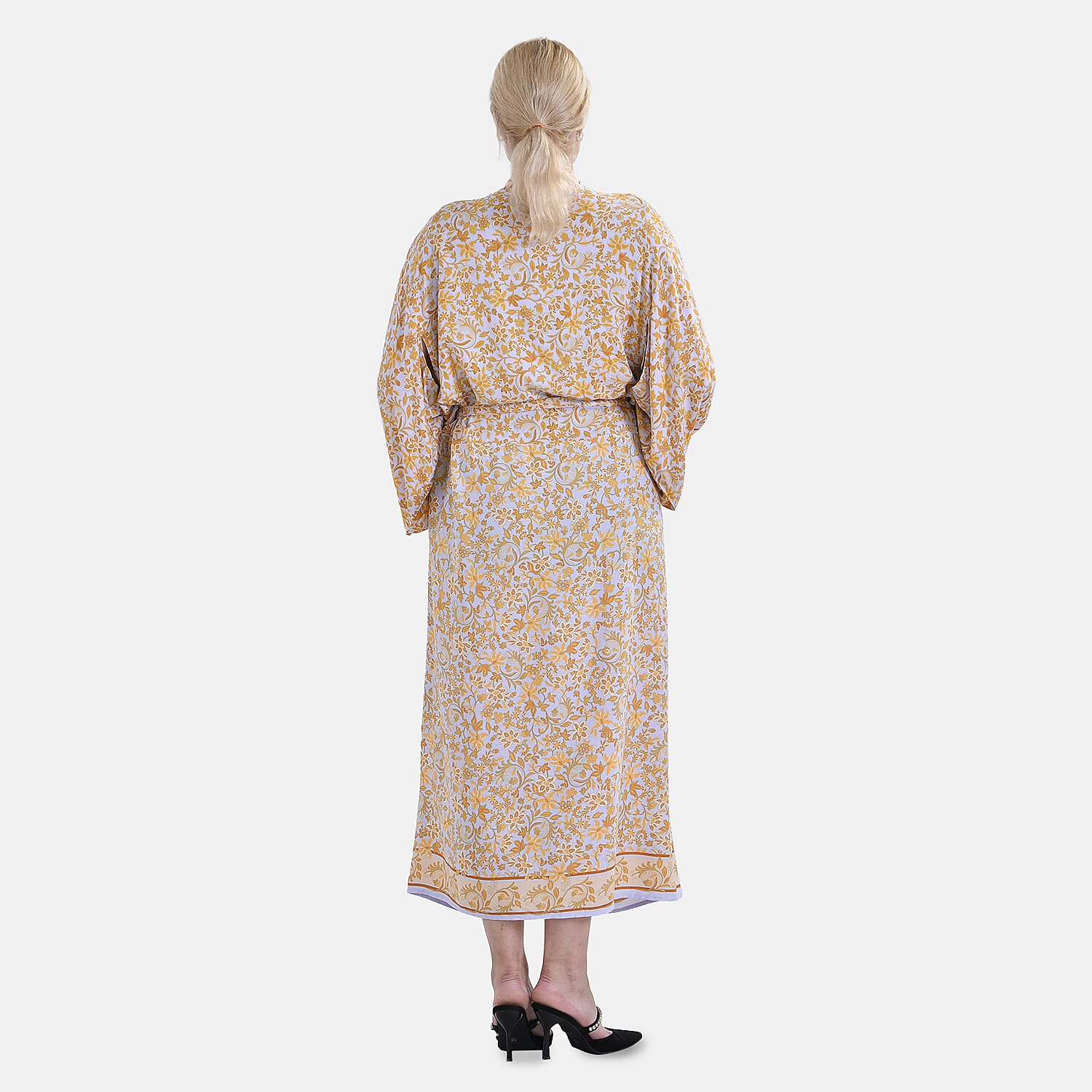 Closeout Deal Printed Long Kimono (Size 135x65) - Yellow