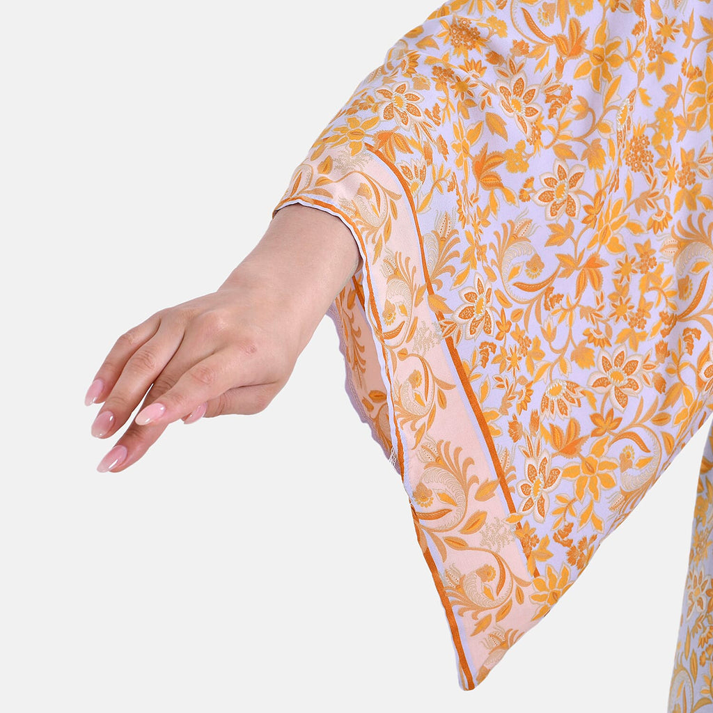 Closeout Deal Printed Long Kimono (Size 135x65) - Yellow