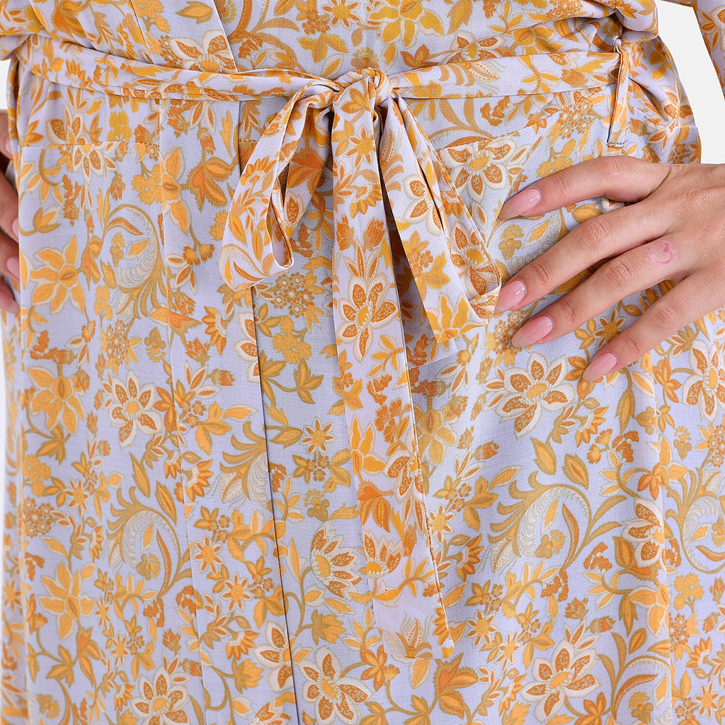 Closeout Deal Printed Long Kimono (Size 135x65) - Yellow