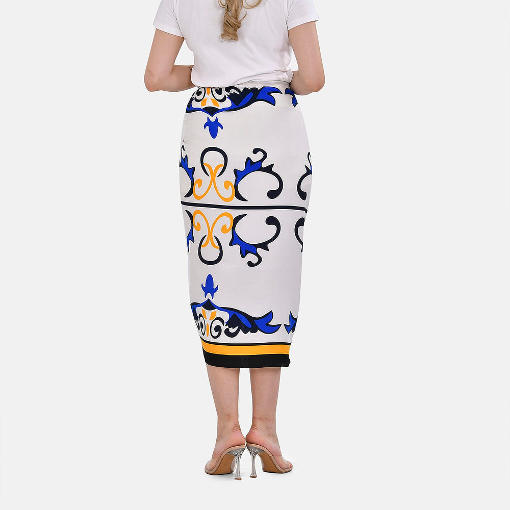 Closeout Deal Printed Cloud Brocade Long Scarf (Size 180x88 cm) - White