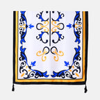 Closeout Deal Printed Cloud Brocade Long Scarf (Size 180x88 cm) - White