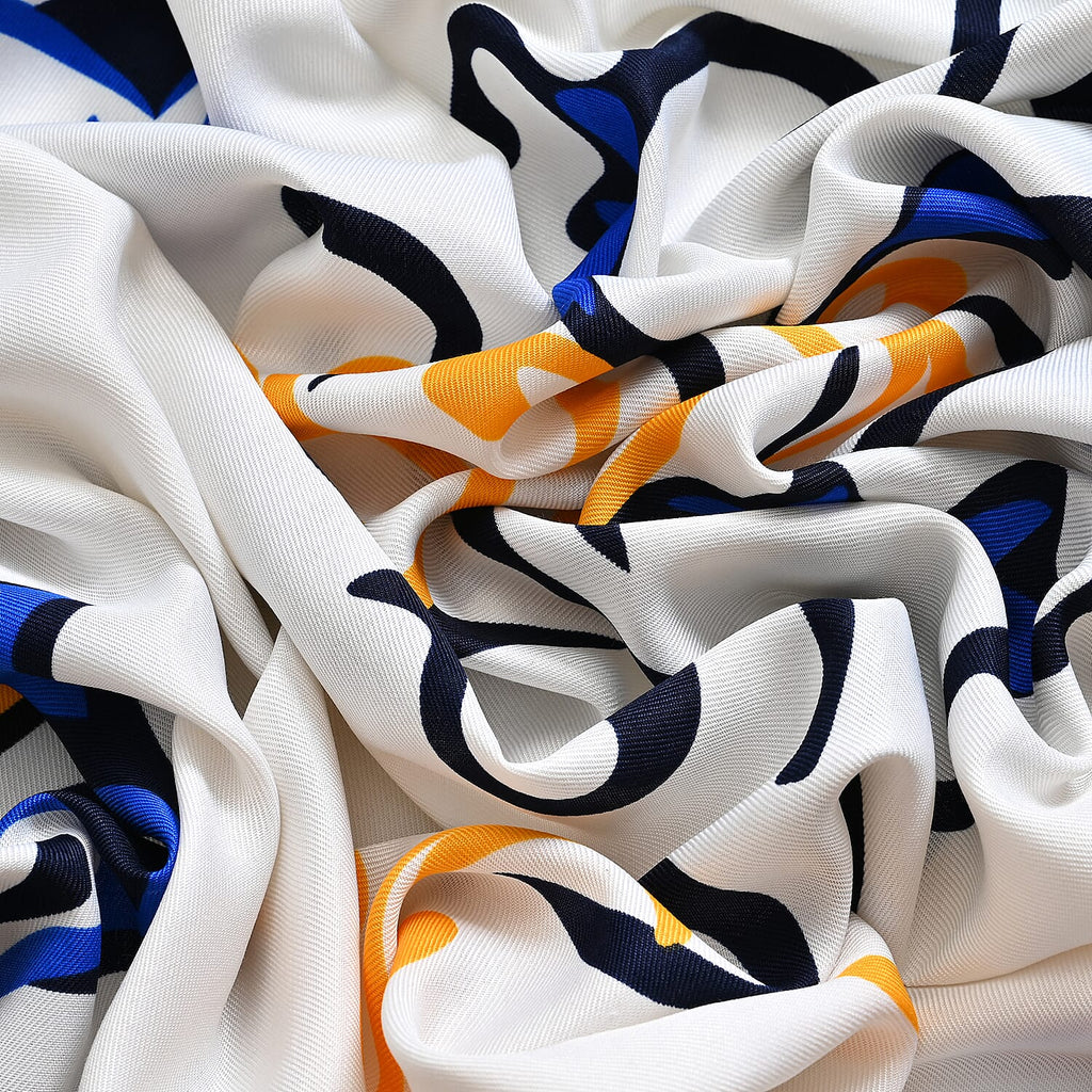 Closeout Deal Printed Cloud Brocade Long Scarf (Size 180x88 cm) - White