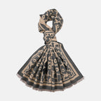 Closeout Deal Super Soft Shawl One Size Color Beige Base With Gray Floral Pattern 100% Viscose.