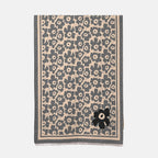 Closeout Deal Super Soft Shawl One Size Color Beige Base With Gray Floral Pattern 100% Viscose.