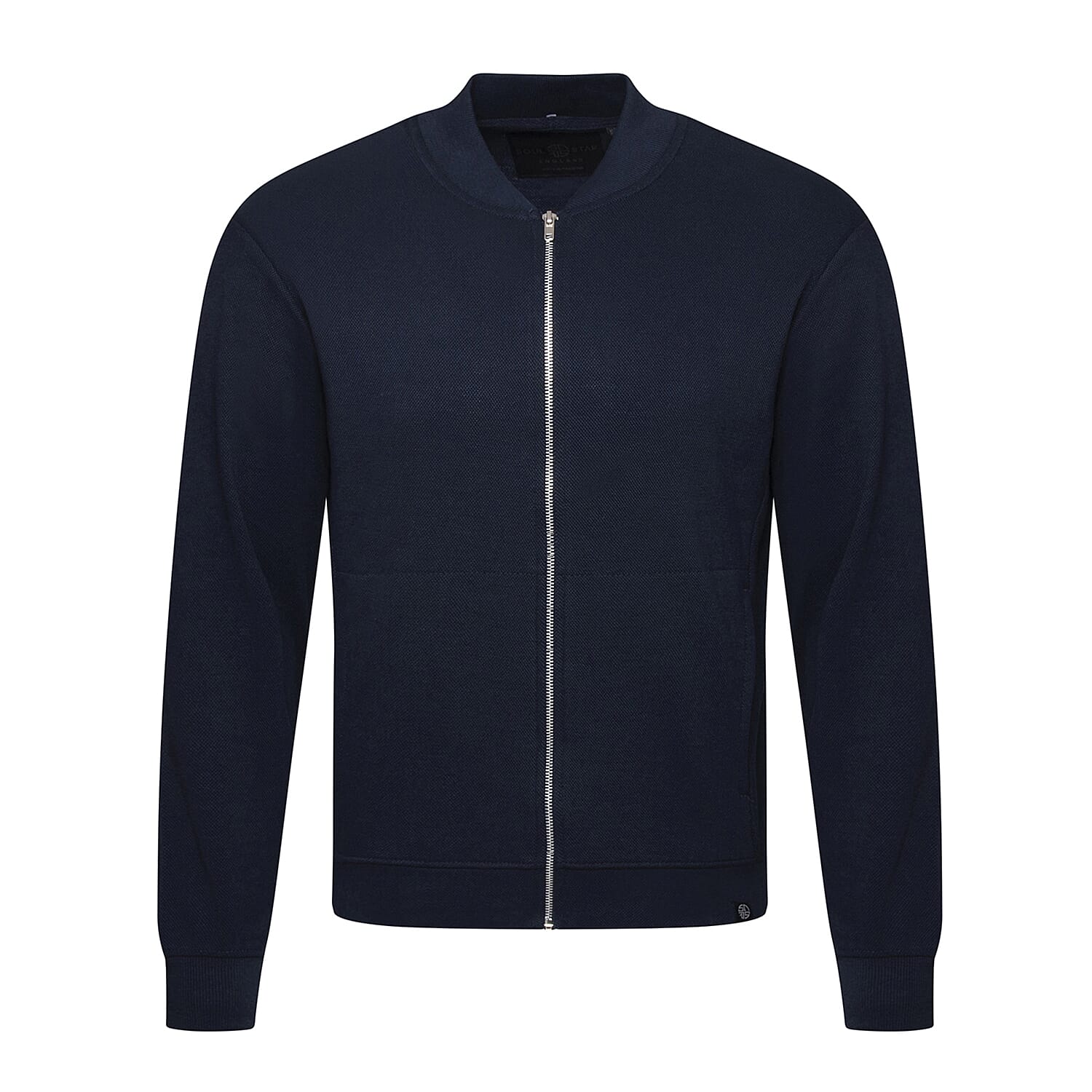 Closeout- Soulstar Knitted Textured Layering Full-Zip Jacket (Size M) - Navy