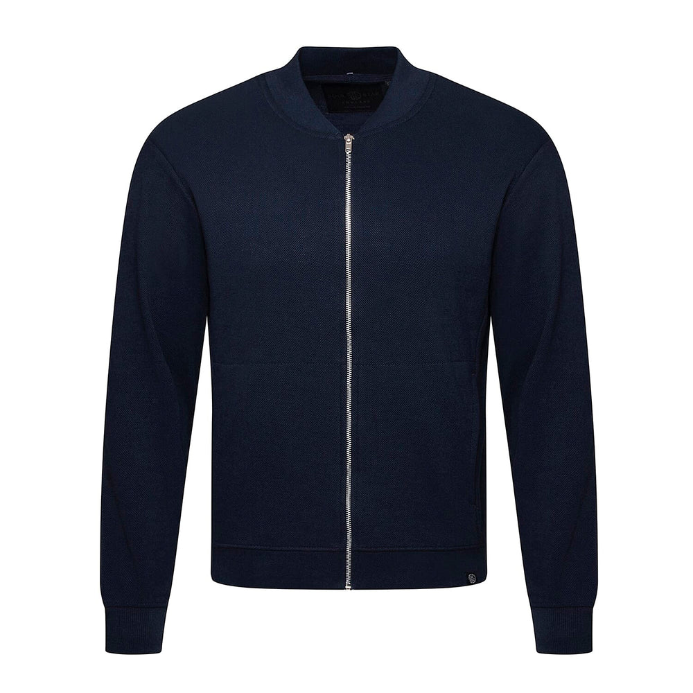 Closeout- Soulstar Knitted Textured Layering Full-Zip Jacket (Size S) - Navy