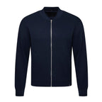 Closeout- Soulstar Knitted Textured Layering Full-Zip Jacket (Size S) - Navy