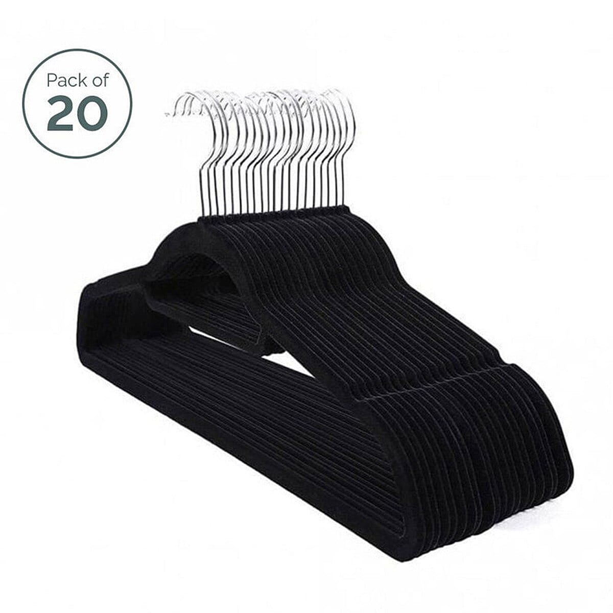 Velvet Non Slip Hangers Pack of 20 - Black