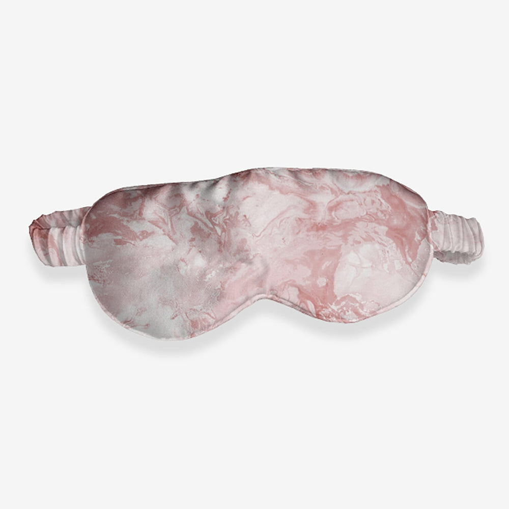 Cloud Nine Marble Silk Eye mask with Bag - Blush