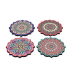 Set of 4 Bohemian Style Round Coasters - Multicolor