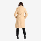 Women’s Knitted Belted Knee-Length Coat with Button Front & Side Pockets