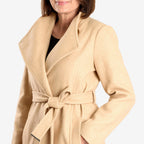 Women’s Knitted Belted Knee-Length Coat with Button Front & Side Pockets