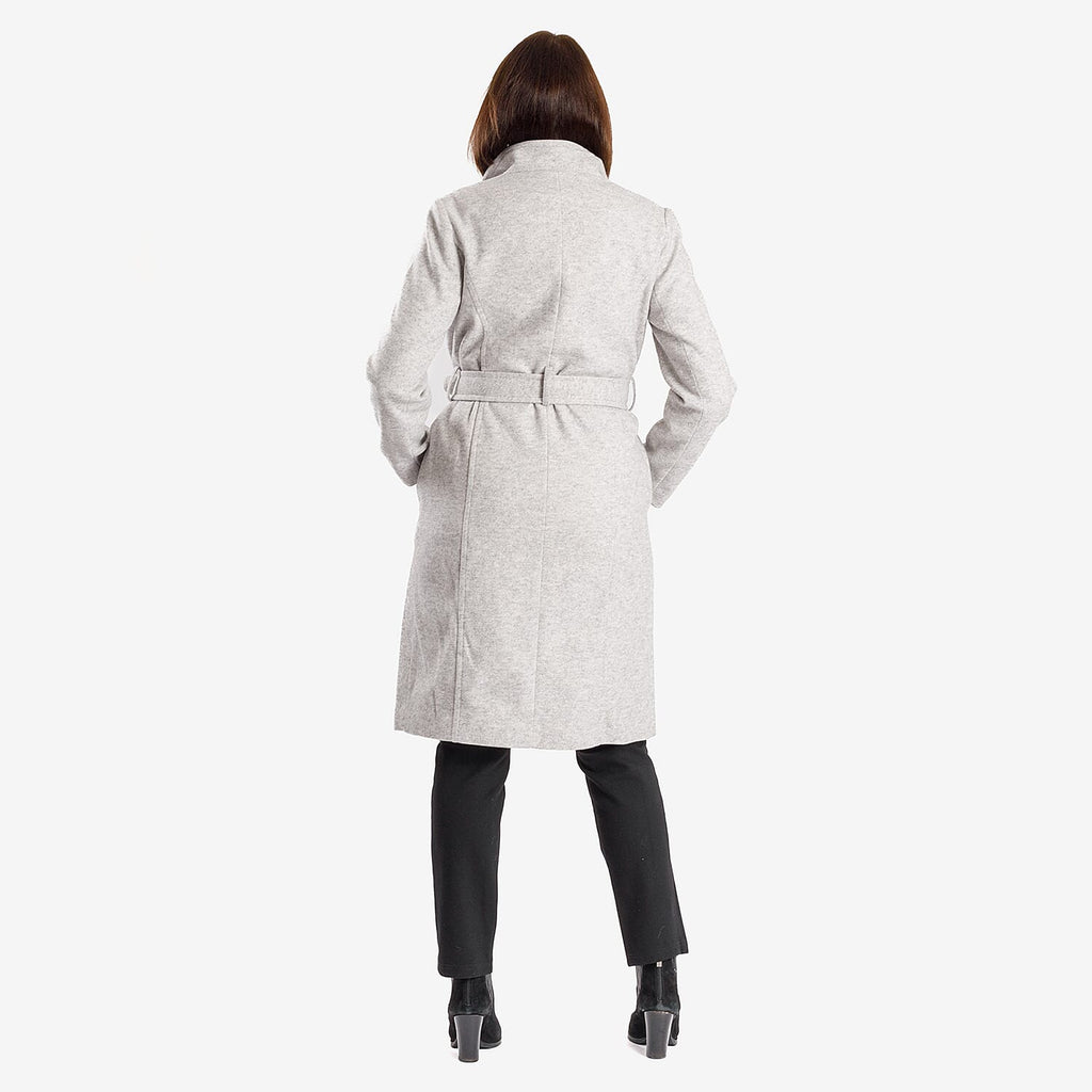 Women’s Knitted Belted Knee-Length Coat with Button Front & Side Pockets