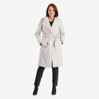 Women’s Knitted Belted Knee-Length Coat with Button Front & Side Pockets