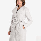 Women’s Knitted Belted Knee-Length Coat with Button Front & Side Pockets