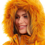 Padded Puffer Jacket with Faux Fur Hood Coat (Size 16) - Mustard