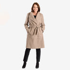 Women’s Knitted Belted Knee-Length Coat with Button Front & Side Pockets