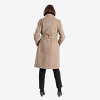 Women’s Knitted Belted Knee-Length Coat with Button Front & Side Pockets
