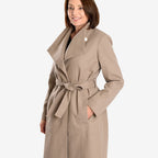 Women’s Knitted Belted Knee-Length Coat with Button Front & Side Pockets