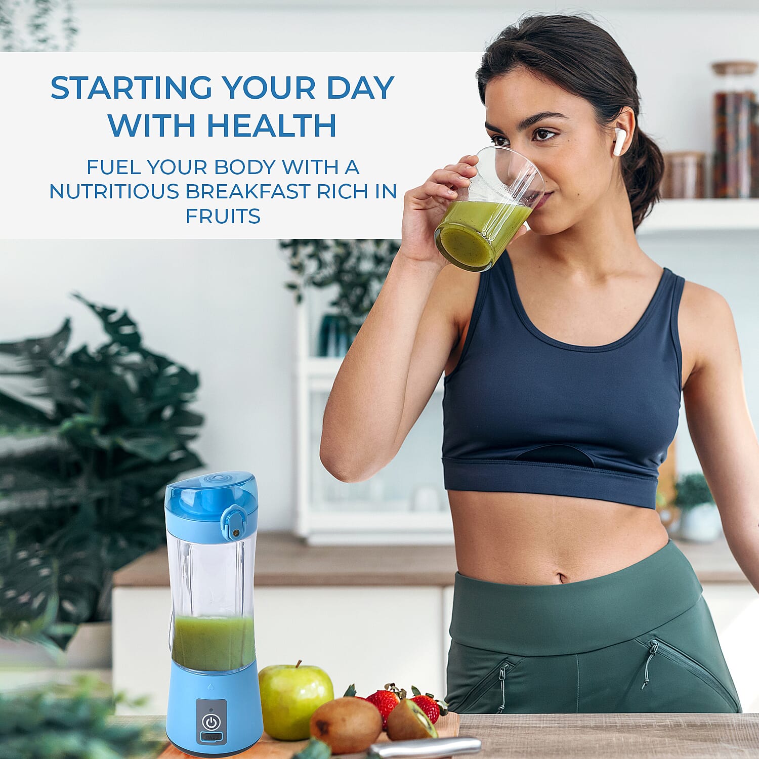 380ml Portable Blender with Detachable Cup - Blue