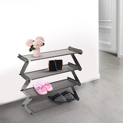 Durable and Portable Z-shaped Shoe Rack in Grey (Size 46x16x46 Cm)