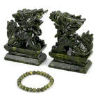 Black Friday Collectors Edition -  2 Pcs Set Serpentine Jade Carved Pixiu Sculpture 5045.00 Ct.