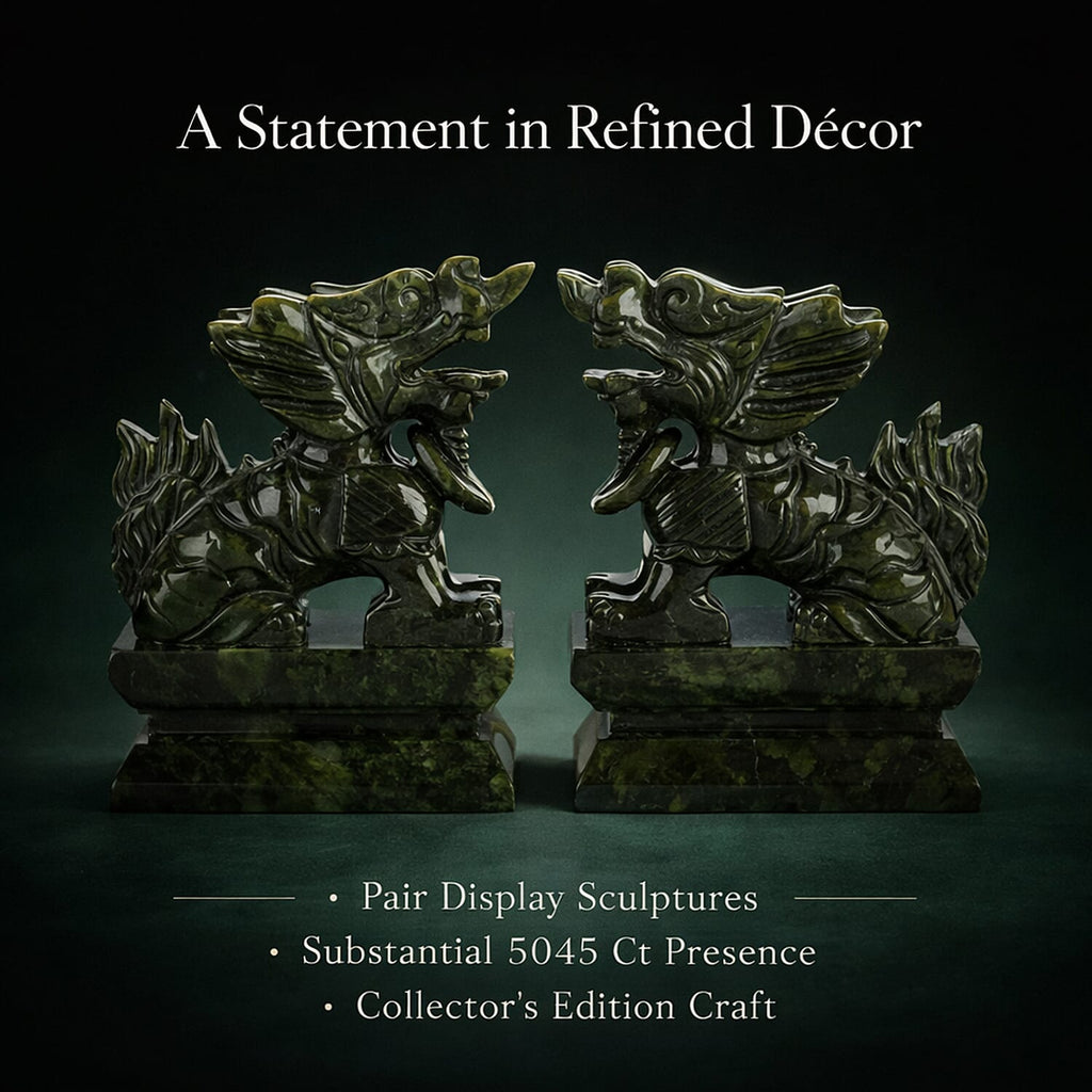 Black Friday Collectors Edition -  2 Pcs Set Serpentine Jade Carved Pixiu Sculpture 5045.00 Ct.