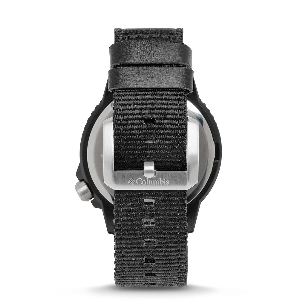 Columbia Cross Trails Quartz Movt. Black Dial Mens Watch with Black Canvas Strap