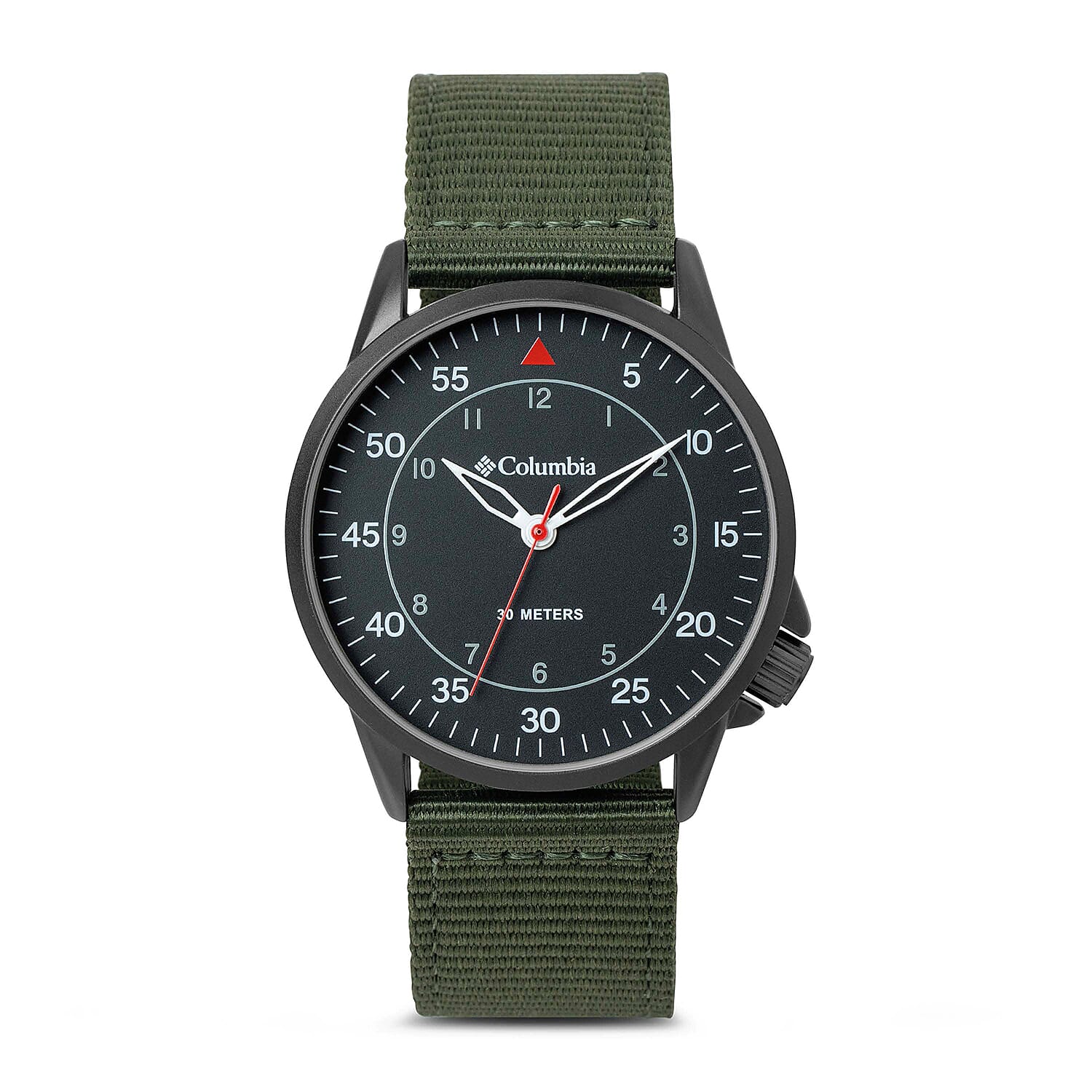 Columbia Viewmont Quartz Movt. 3ATM WR Black Dial Mens Watch with Green Colour Canvas Strap