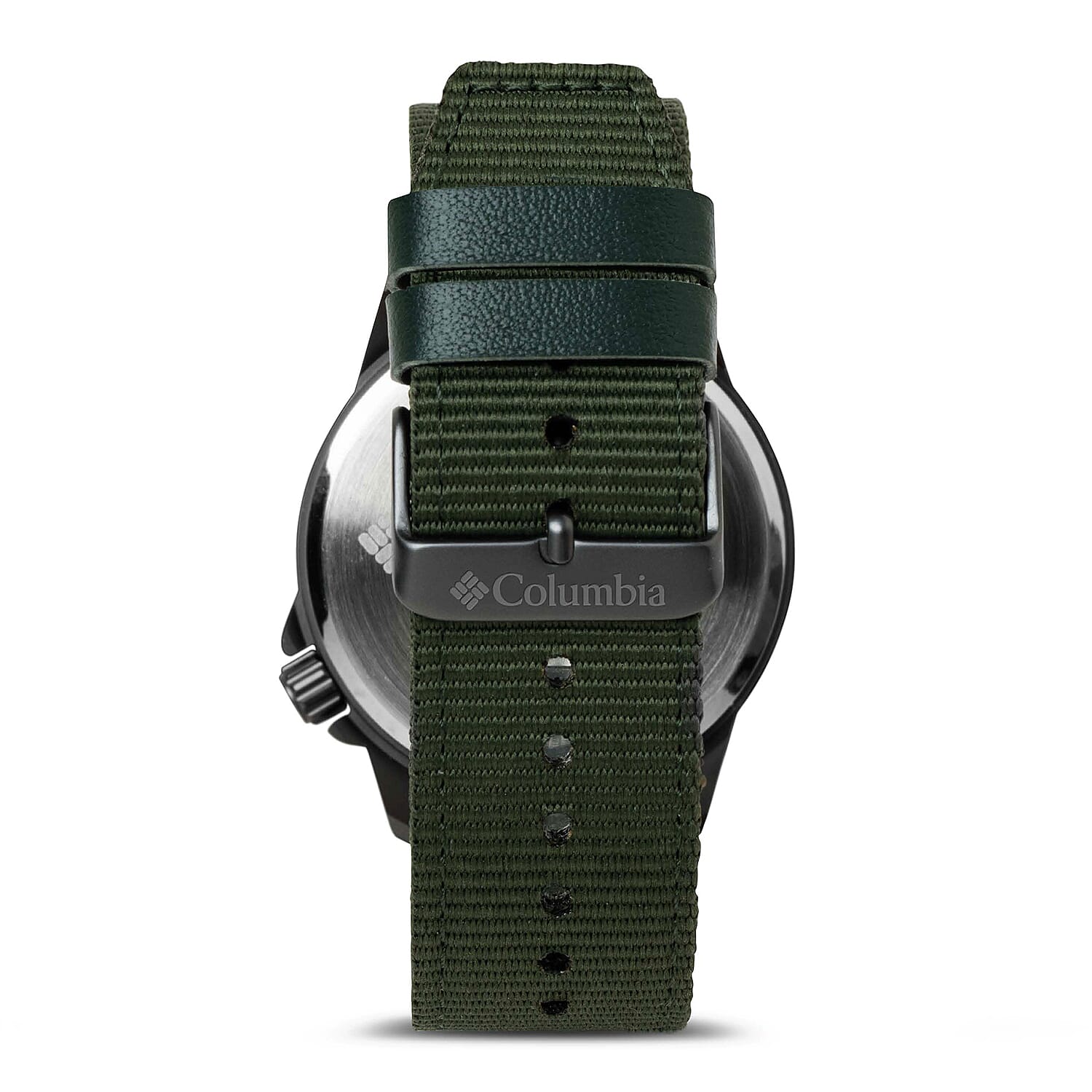 Columbia Viewmont Quartz Movt. 3ATM WR Black Dial Mens Watch with Green Colour Canvas Strap