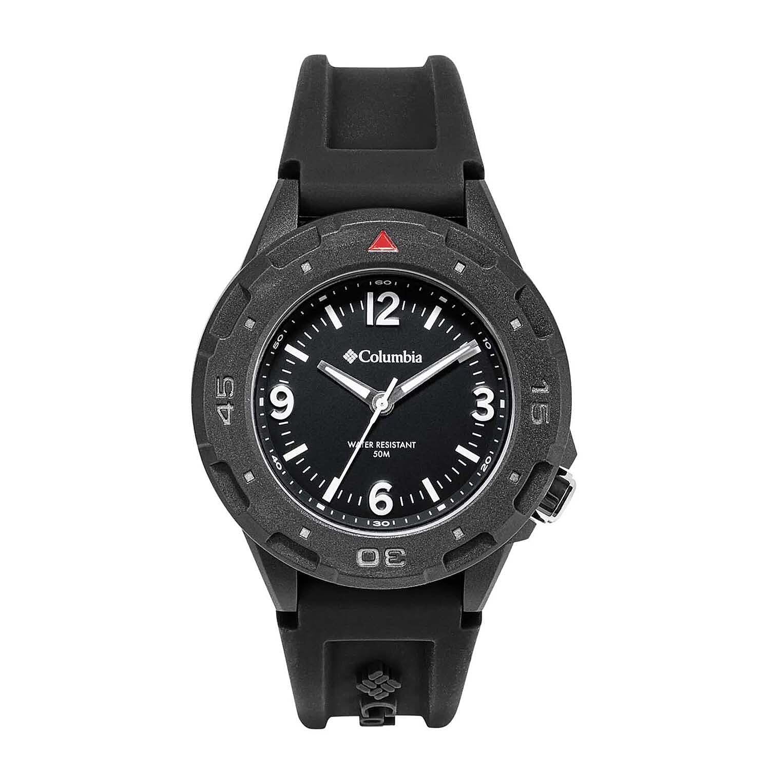 Columbia Trailhead Quartz Movt. Black Dial Mens Watch with Black Silicone Starp