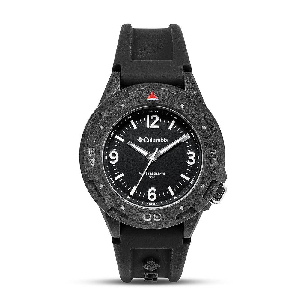 Columbia Trailhead Quartz Movt. Black Dial Mens Watch with Black Silicone Starp