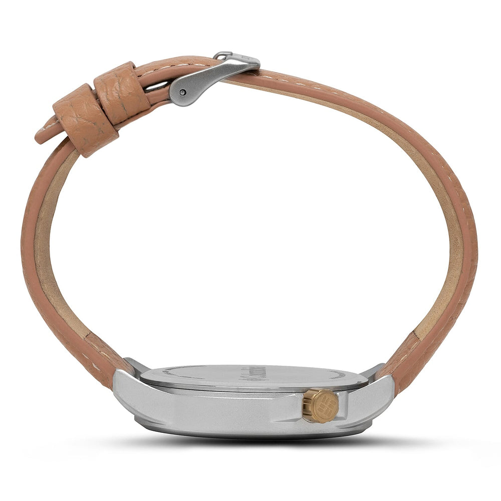Columbia Viewmont Quartz Movt. 5ATM WR White Dial Mens Watch with Brown Leather Strap
