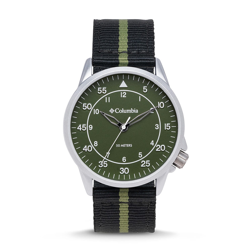 Columbia Viewmont Quartz Movt. 5ATM WR Olive Dial Mens Watch with Olive Canvas Strap