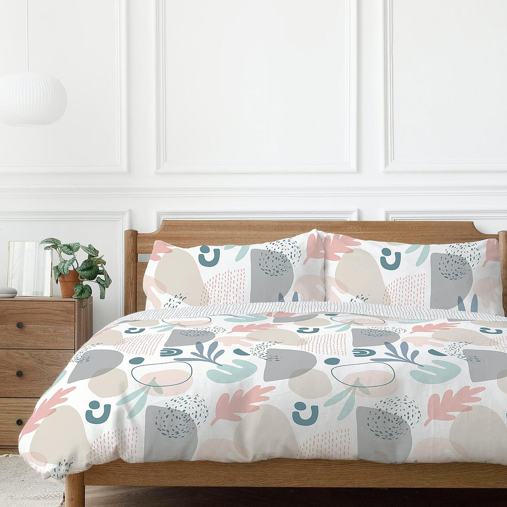 One Time Closeout - Anisa Abstract Pattern Duvet Cover Set (Size Single) - Silver