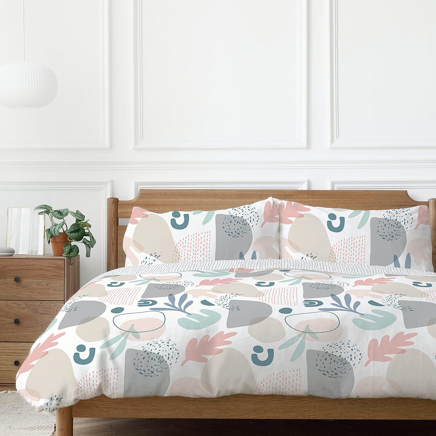 One Time Closeout - Anisa Abstract Pattern Duvet Cover Set (Size Single) - Silver