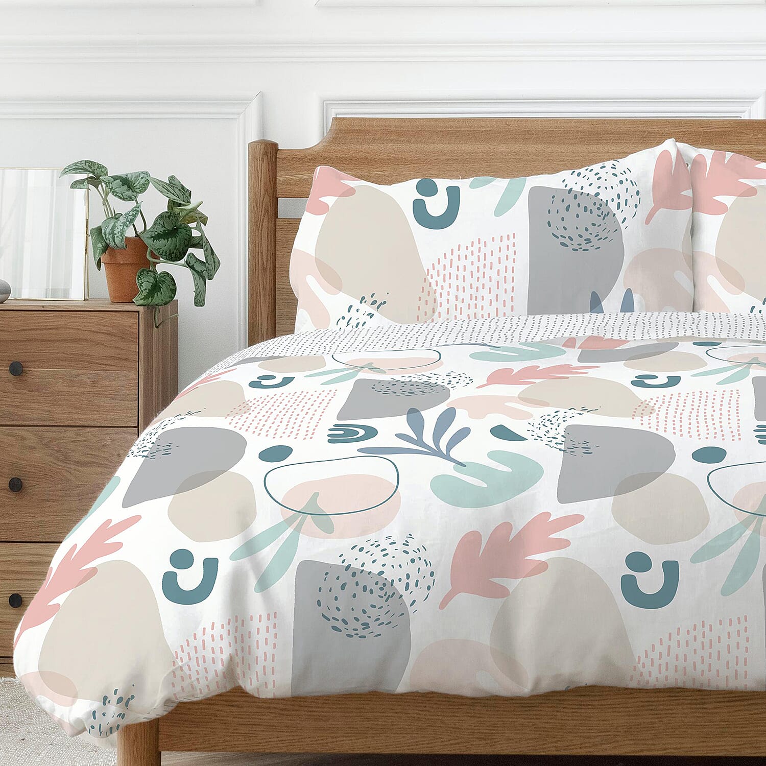 One Time Closeout - Anisa Abstract Pattern Duvet Cover Set (Size Single) - Silver