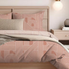 Frey Geometric Pattern Duvet Cover Set (Size Superking) - Terracotta