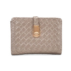 Designer Inspired-Compact RFID Protected Wallet with Gold Clasp - Gold