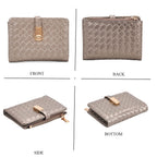Designer Inspired-Compact RFID Protected Wallet with Gold Clasp - Gold